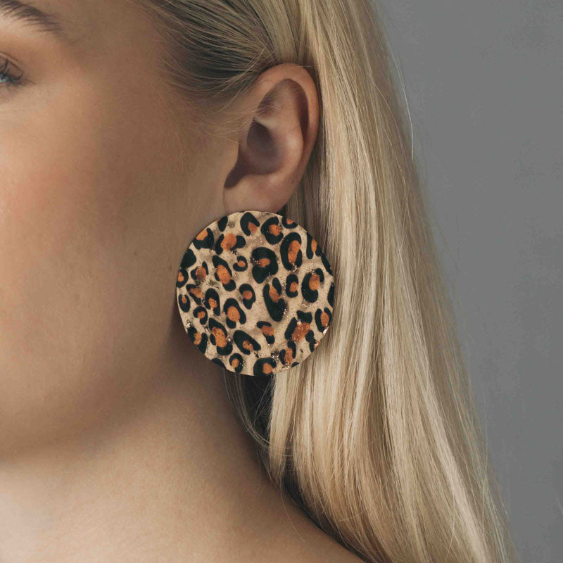 LEOPARD DISC EARRINGS